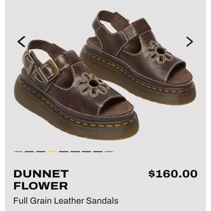 Dr Martens Dunnet Flower Brown Leather Platform Sandals Womens 7 31126201